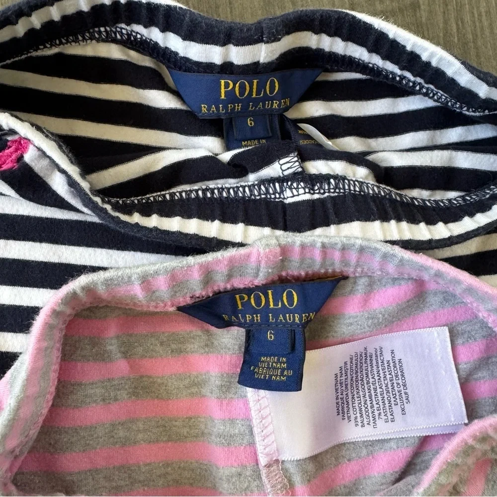 Polo Ralph Lauren girls stripes leggings set bundle lot size 6